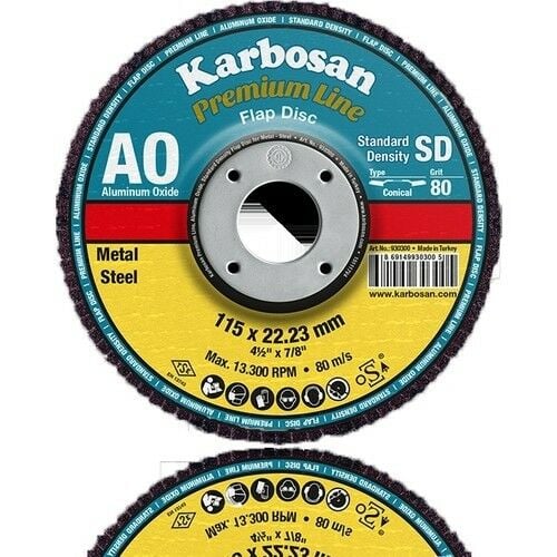 Karbosan 982985 Premium Line AO Flap Disk Zımpara 115x22.23mm 80 Kum