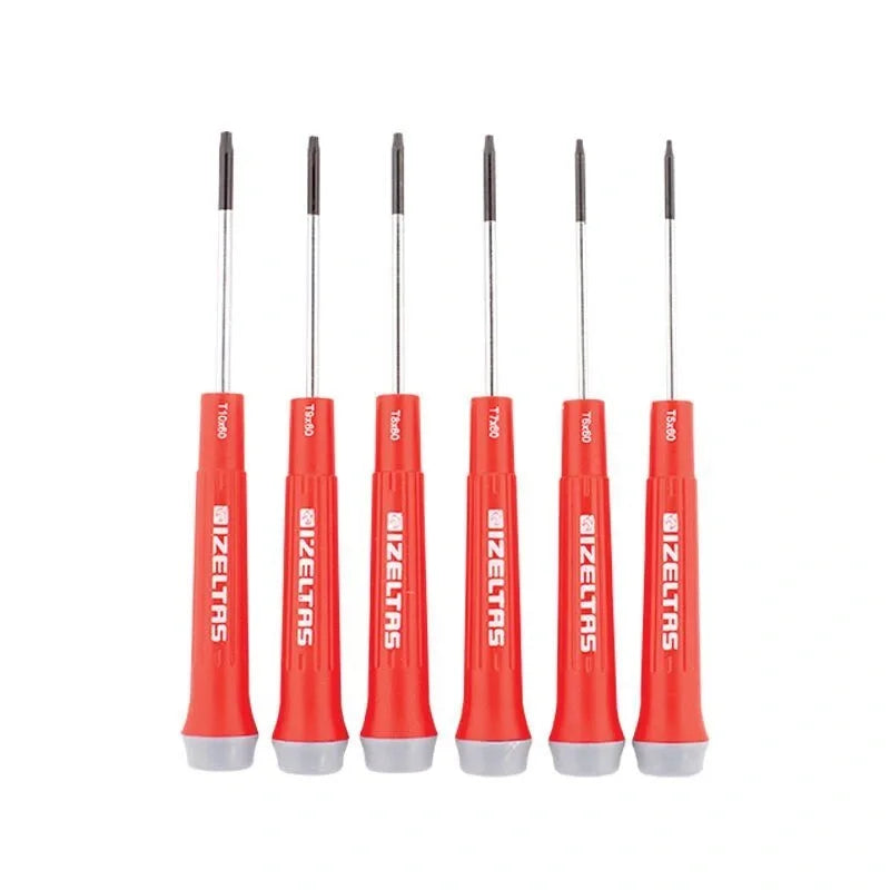 İzeltaş 6 Parça Klemens Elektronikçi Tip Torx Uçlu Tornavida, teknik işlerde kontrollü ve verimli kullanım için uygundur.