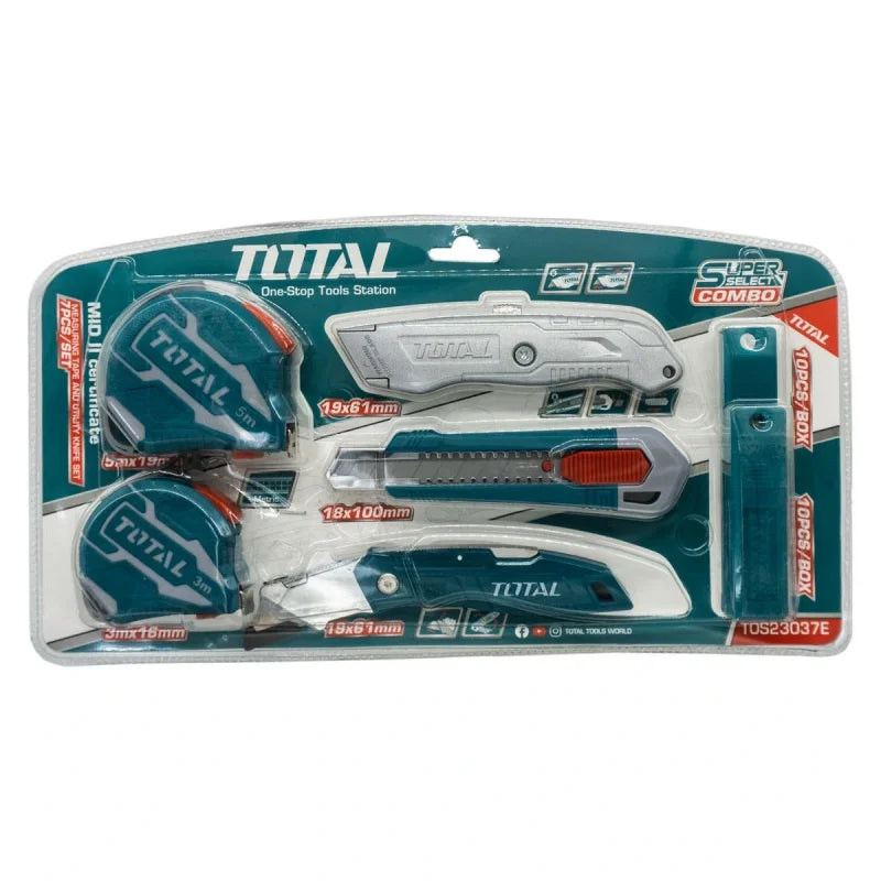 Şerit metre maket bıçağı set Total TOS23037E 7 parça