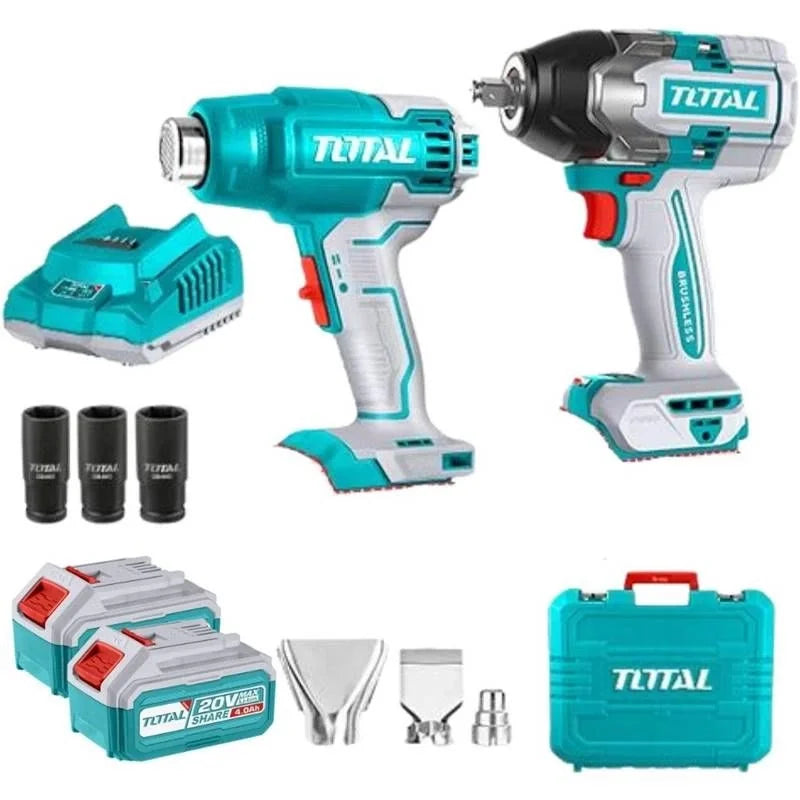 Akülü somun sıcak hava set Total TOSLI240489E 4Ah