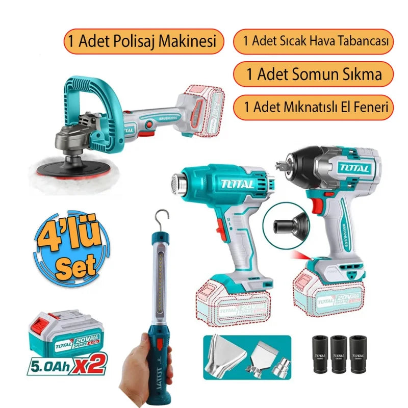 Akülü el aleti seti Total TOSLI241182E 4 parça