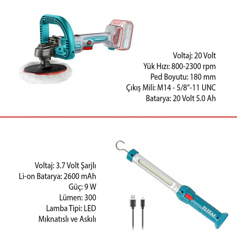 4 parça el aleti set Total TOSLI241182E 20V
