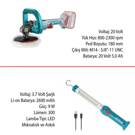 4 parça el aleti set Total TOSLI241182E 20V