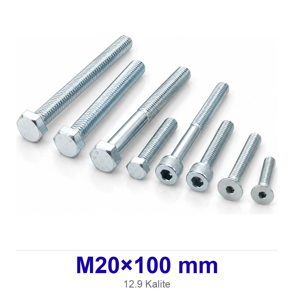 Altı Köşe Başlı Siyah Civata M20×100 mm 12.9 Kalite