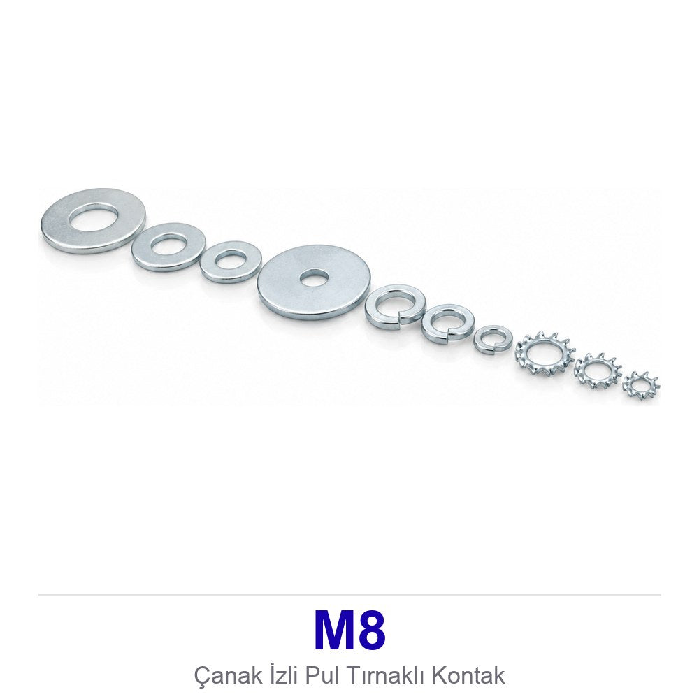 Çanak İzli Pul M8 Tırnaklı Kontak
