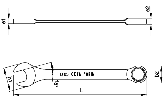 Ceta Form B05-08 C-Gear Cırcırlı Kombine Anahtar 8 mm (Düz)