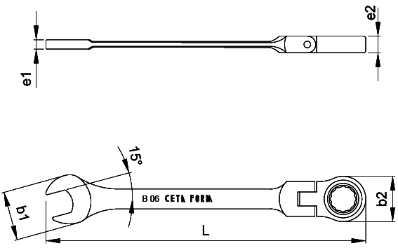Ceta Form B06-18 C-Gear Cırcırlı Kombine Anahtar 18 mm (Mafsallı)