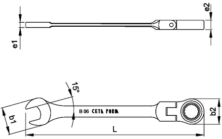 Ceta Form B06-18 C-Gear Cırcırlı Kombine Anahtar 18 mm (Mafsallı)