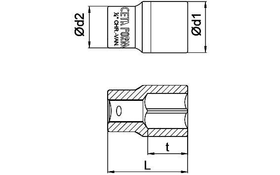 Ceta Form C02-H060 1/4" 6 Köşe Lokma Anahtar 6 mm