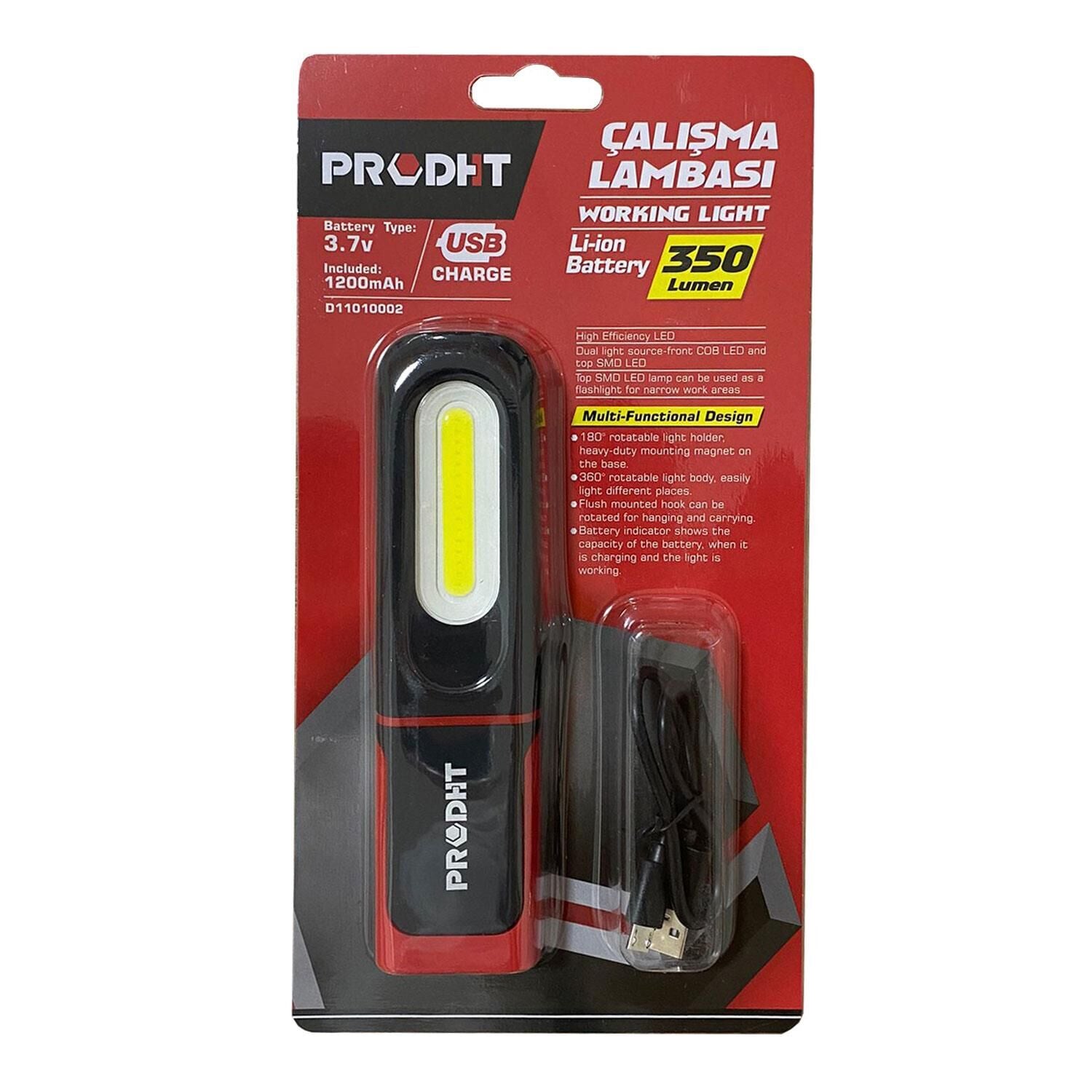 DHT D11010002 Şarjlı LED El Lambası 350 Lümen