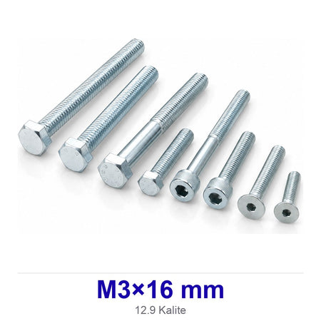 İmbus Civata M3×16 mm 12.9 Kalite