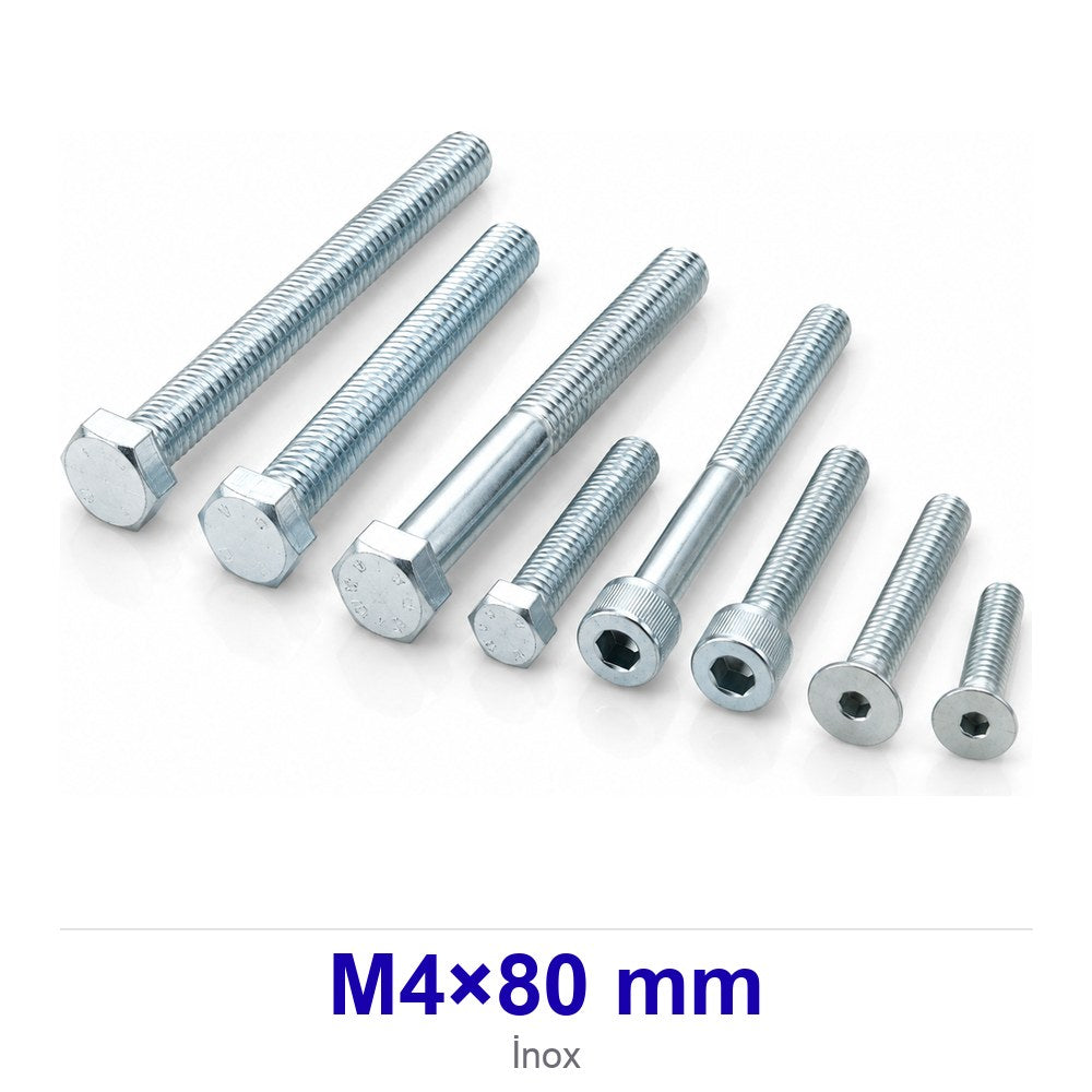 İmbus İnox Civata M4×80 mm