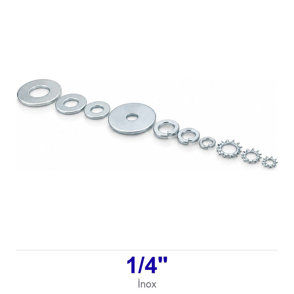 İnox Düz Pul 1/4"