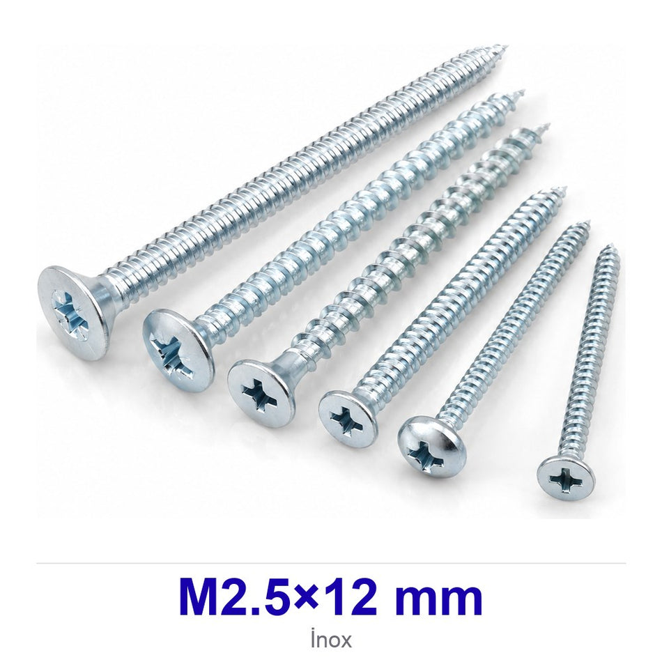 İnox Yıldız Havşa Başlı Vida M2.5×12 mm