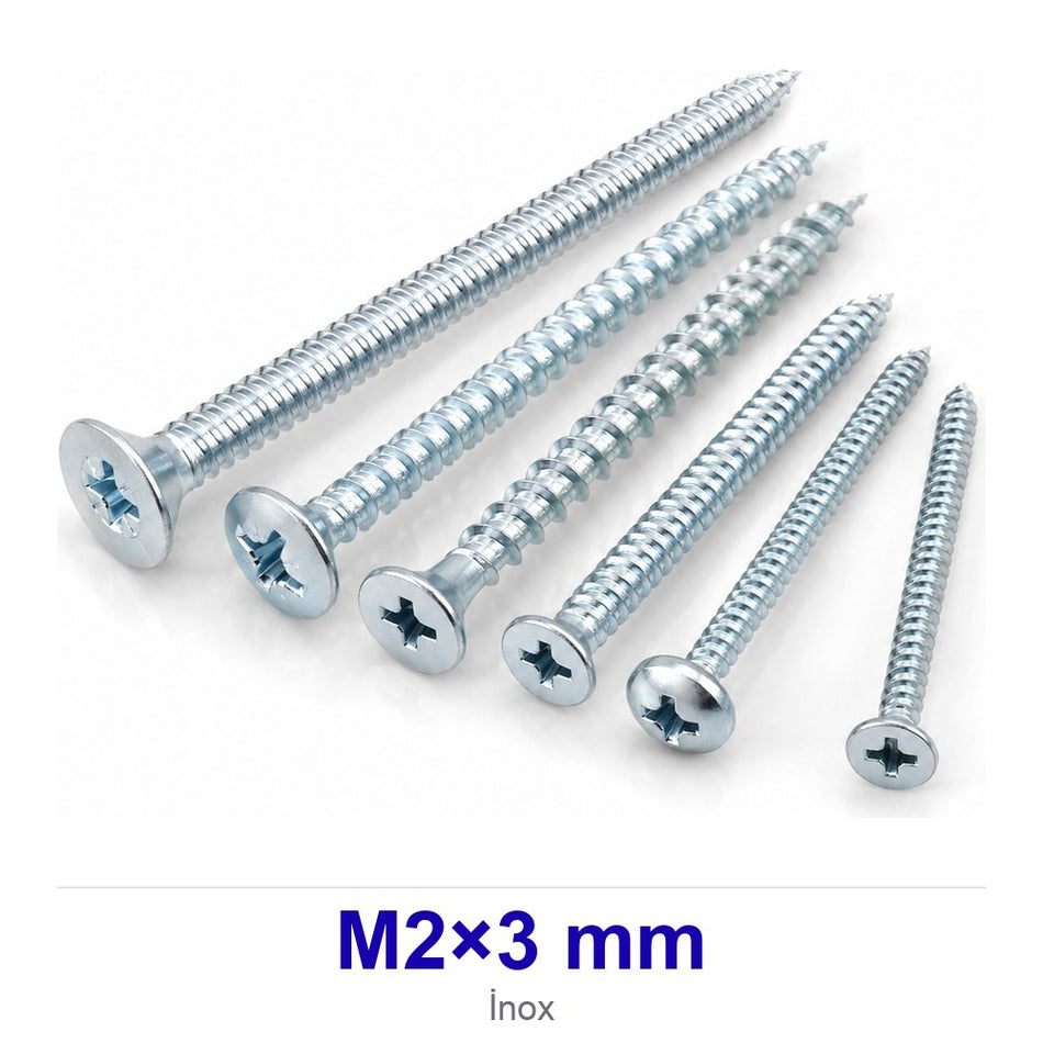İnox Yıldız Silindir Başlı Vida M2×3 mm