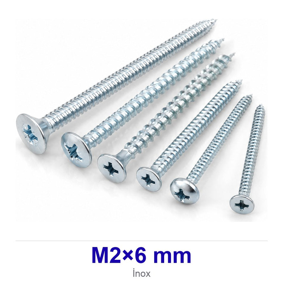 İnox Yıldız Silindir Başlı Vida M2×6 mm