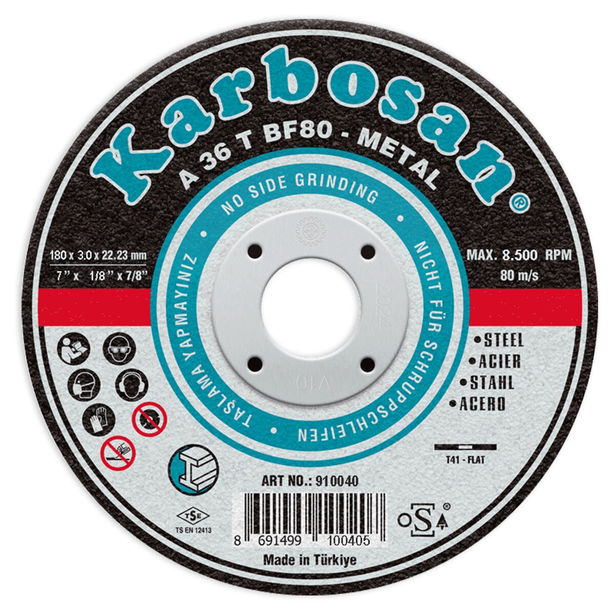 Karbosan 910040 NK Metal Kesme Diski 180x3.0x22.23mm