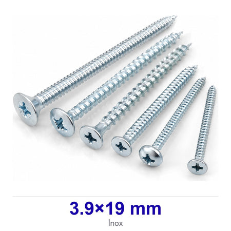 Matkap Uçlu İnox Yıldız Silindir Başlı Vida 3.9×19 mm