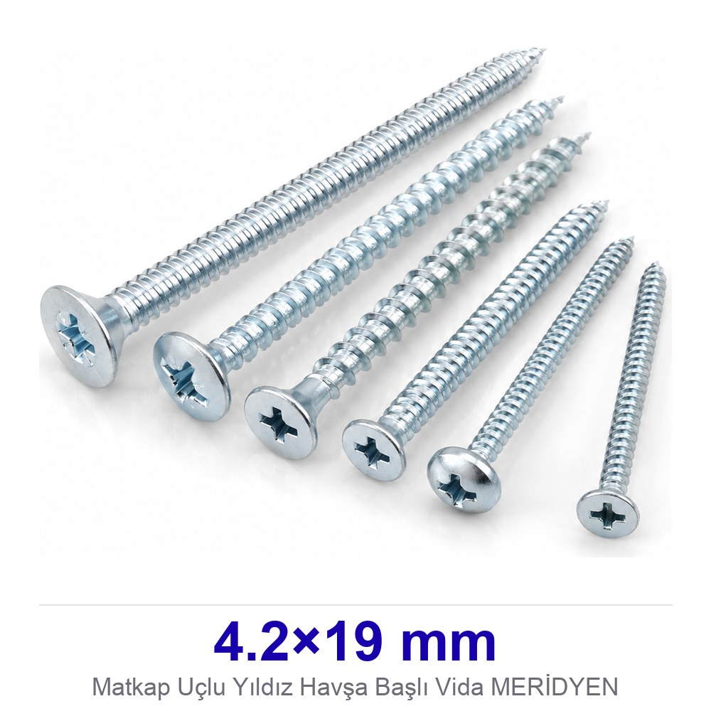 Matkap Uçlu Yıldız Havşa Başlı Vida 4.2×19 mm MERİDYEN