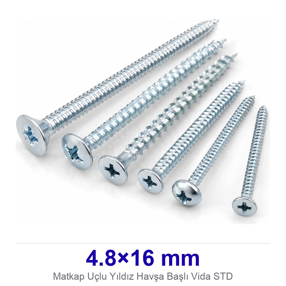 Matkap Uçlu Yıldız Havşa Başlı Vida 4.8×16 mm STD