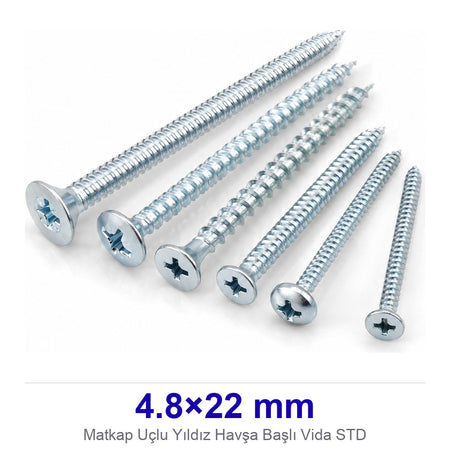 Matkap Uçlu Yıldız Havşa Başlı Vida 4.8×22 mm STD