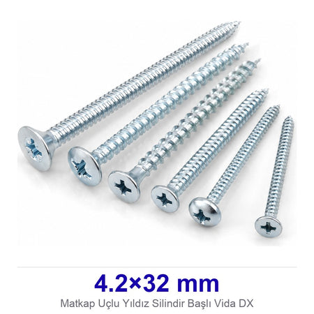 Matkap Uçlu Yıldız Silindir Başlı Vida 4.2×32 mm DX