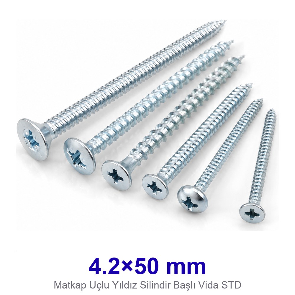 Matkap Uçlu Yıldız Silindir Başlı Vida 4.2×50 mm STD