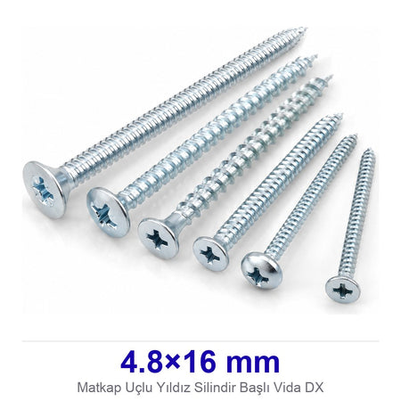 Matkap Uçlu Yıldız Silindir Başlı Vida 4.8×16 mm DX