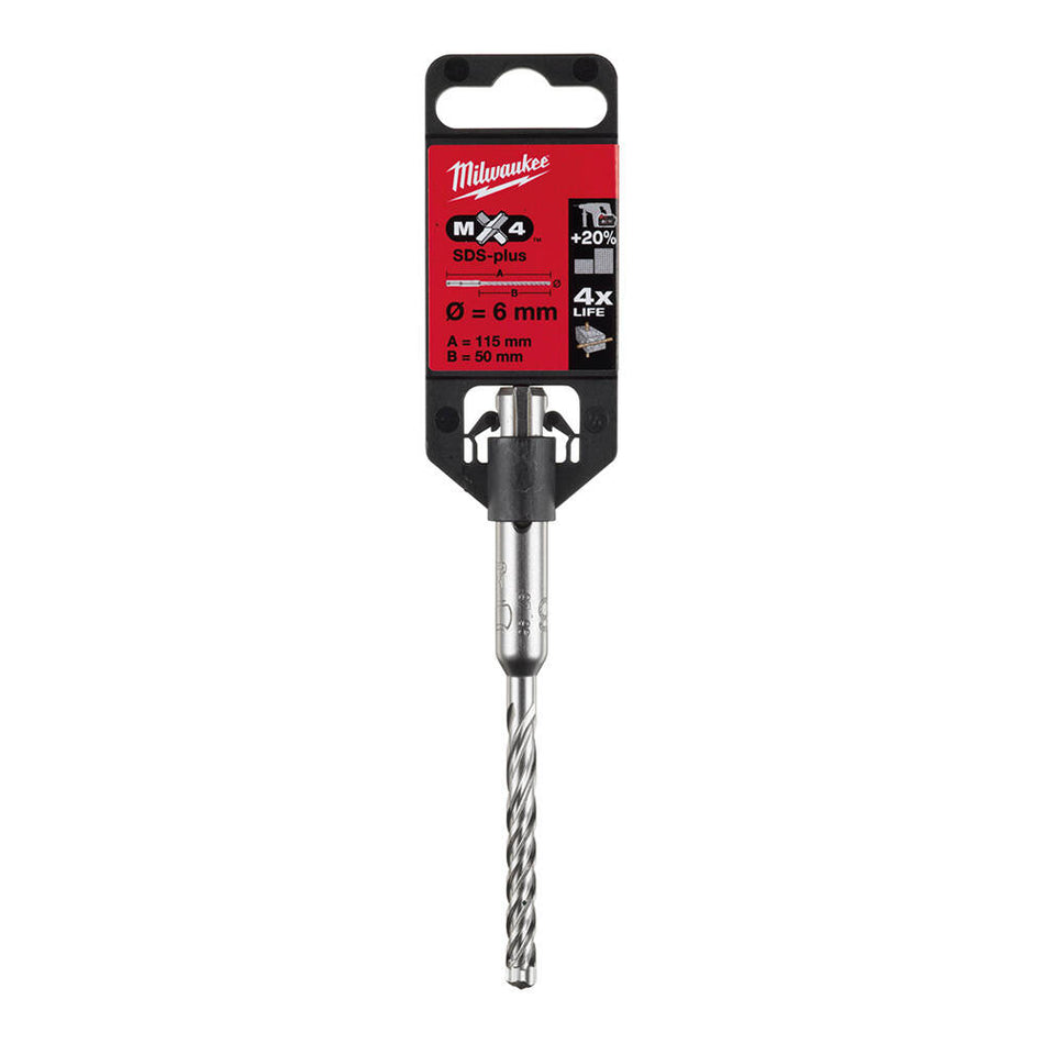 Milwaukee 4932352011 6x115 mm SDS-Plus MX4 Serisi 4 Elmaslı Matkap Ucu