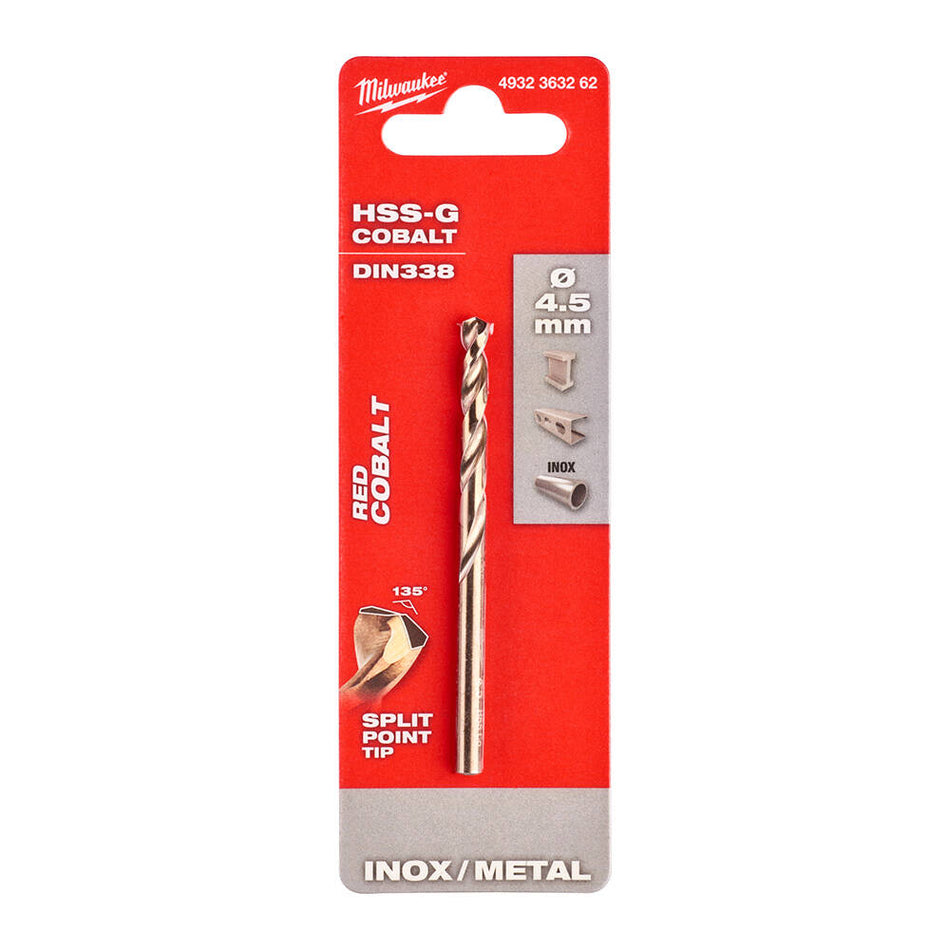 Milwaukee 4932363262 4.5x80 mm Altın Serisi HSS-G Co Metal Matkap Ucu