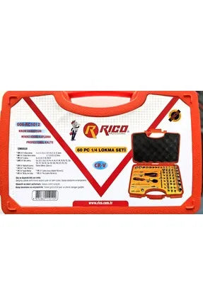 Rico 006-RC1012 1/4'' 60 Parça 6 Köşe Lokma Takımı Seti