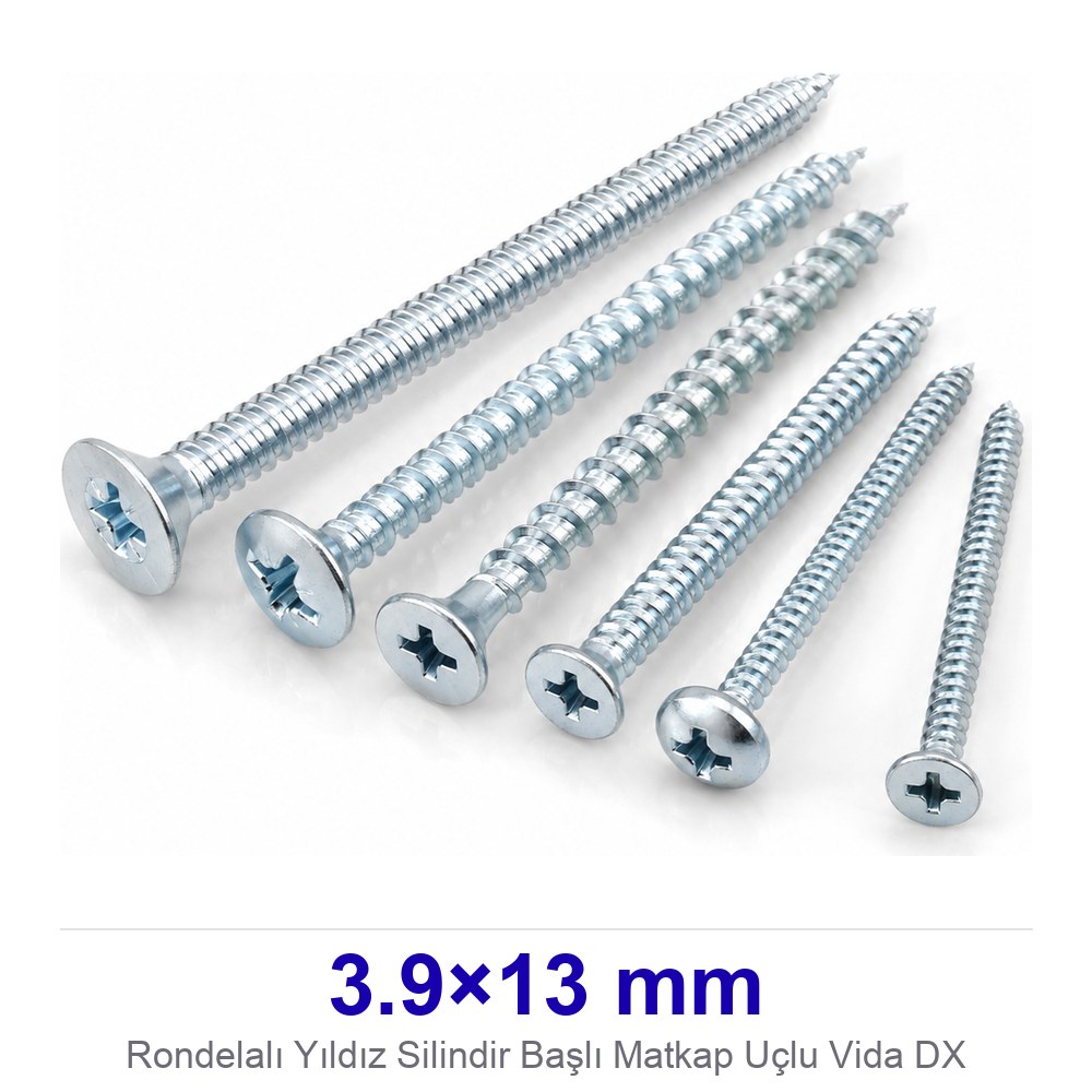 Rondelalı Yıldız Silindir Başlı Matkap Uçlu Vida 3.9×13 mm DX