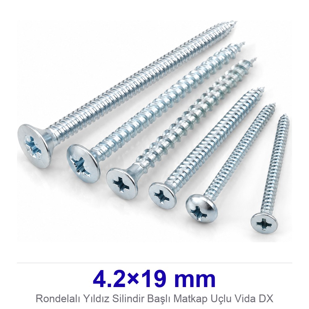 Rondelalı Yıldız Silindir Başlı Matkap Uçlu Vida 4.2×19 mm DX