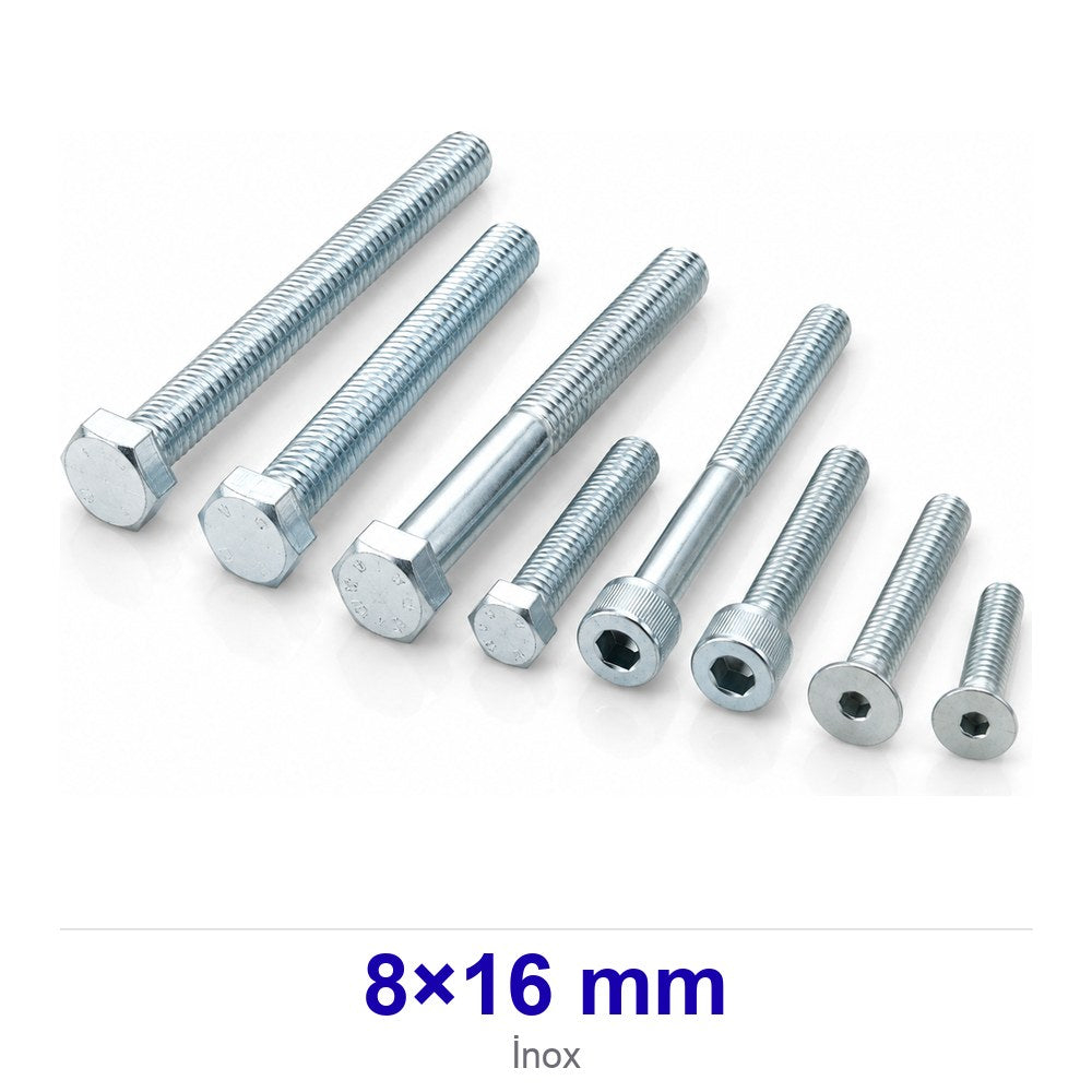 Setskur Bilyalı İnox Civata 8×16 mm