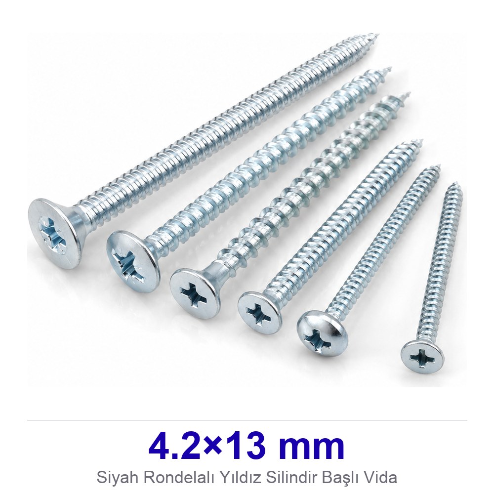 Siyah Rondelalı Yıldız Silindir Başlı Vida 4.2×13 mm