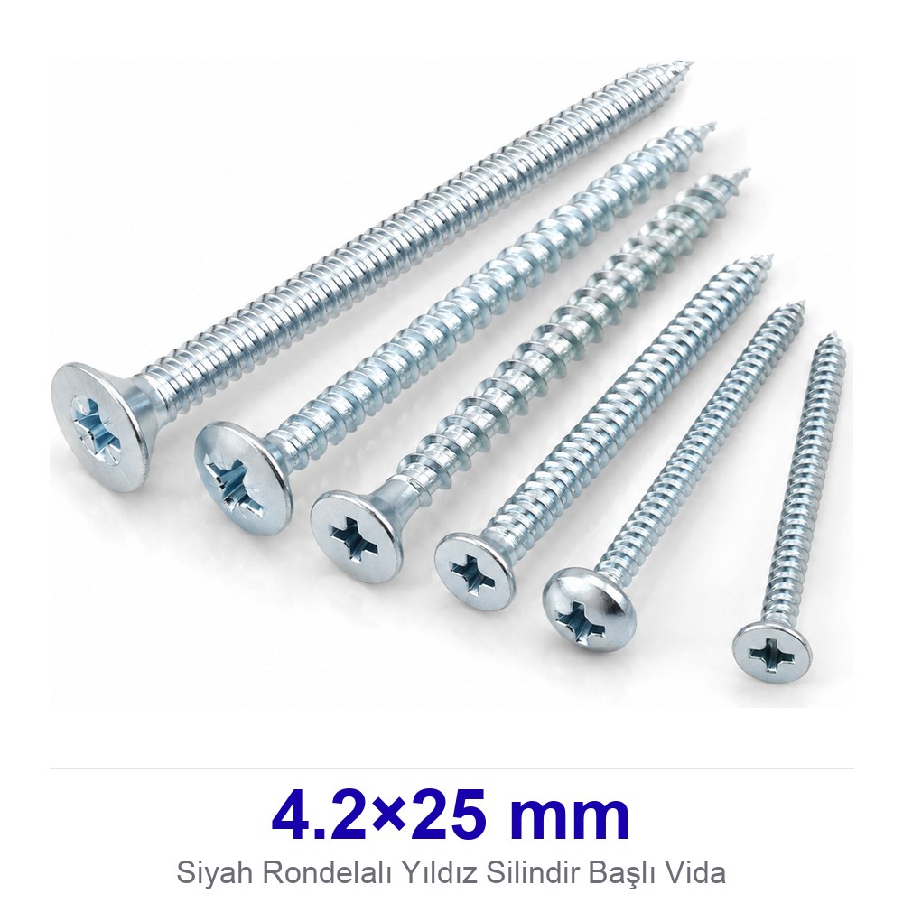 Siyah Rondelalı Yıldız Silindir Başlı Vida 4.2×25 mm