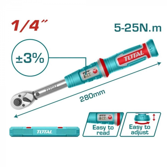Total THPTW1425N8 1/4 Tork Anahtarı 5-25 Nm