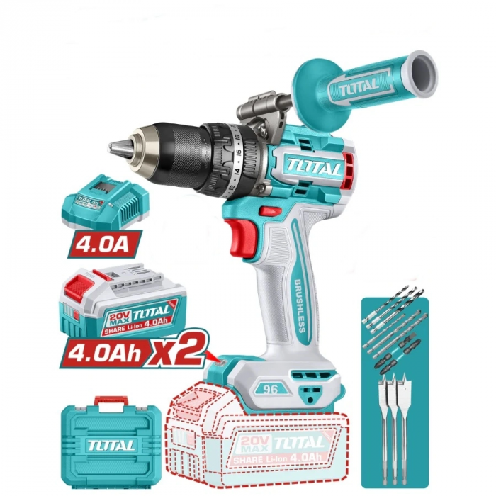 Total TIDLI209686E 20V 96Nm Akülü Darbeli Matkap