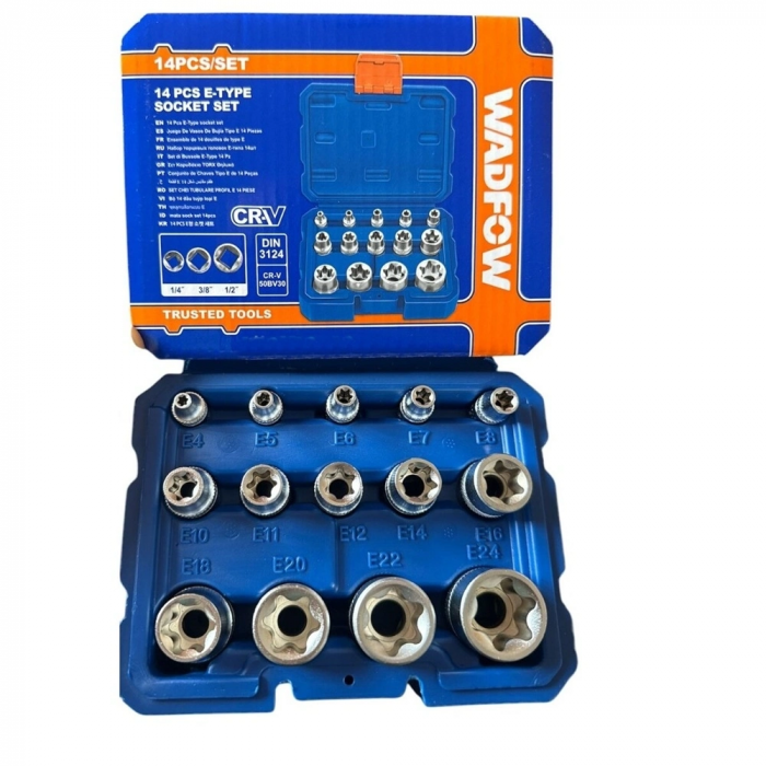 Wadfow WST3D14 Yıldız E-Torx Lokma Takımı 14 Parça Cr-V