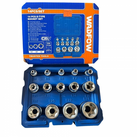 Wadfow WST3D14 Yıldız E-Torx Lokma Takımı 14 Parça Cr-V