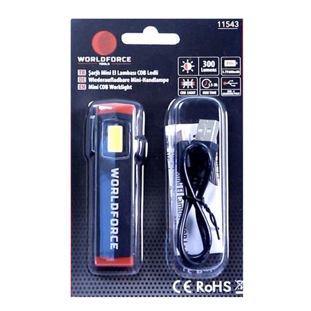 WorldForce 11543 Şarjlı Mini El Feneri COB LED 300 Lümen