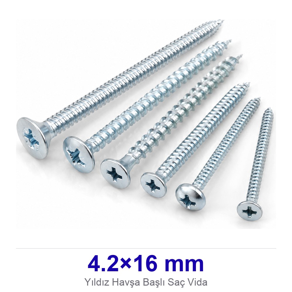 Yıldız Havşa Başlı Saç Vida 4.2×16 mm
