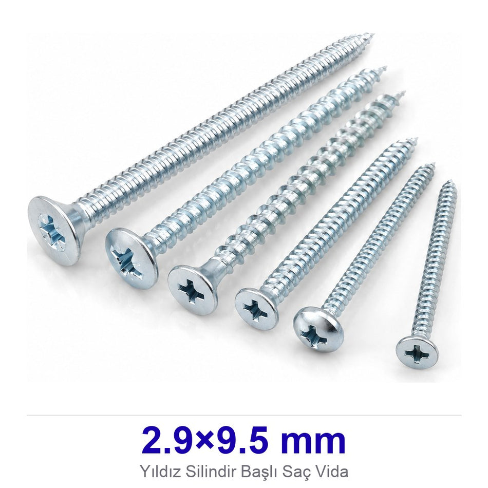 Yıldız Silindir Başlı Saç Vida 2.9×9.5 mm