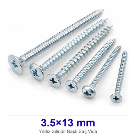 Yıldız Silindir Başlı Saç Vida 3.5×13 mm
