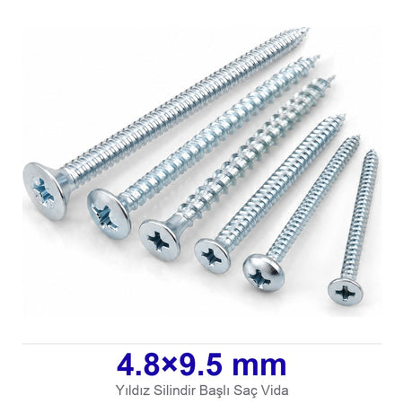 Yıldız Silindir Başlı Saç Vida 4.8×9.5 mm