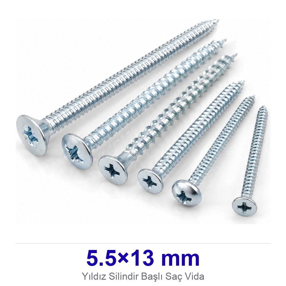 Yıldız Silindir Başlı Saç Vida 5.5×13 mm