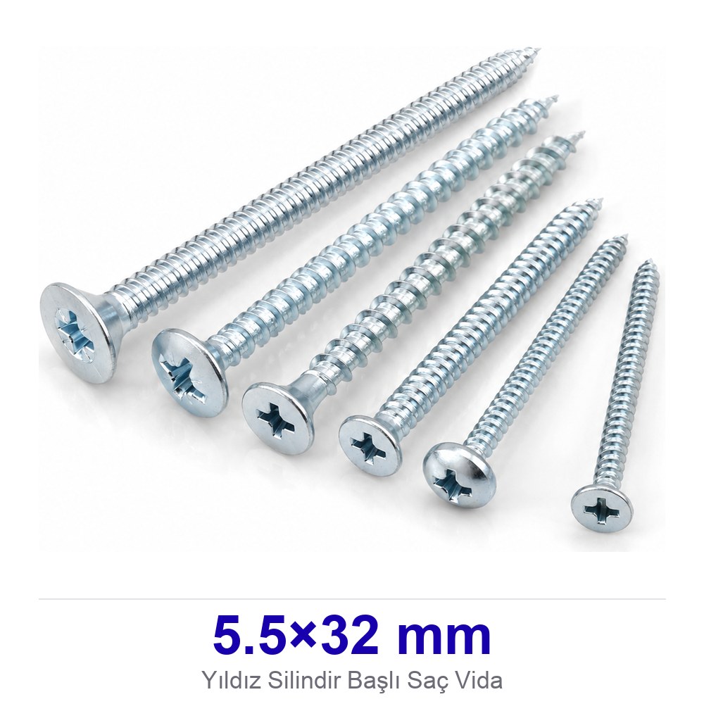 Yıldız Silindir Başlı Saç Vida 5.5×32 mm